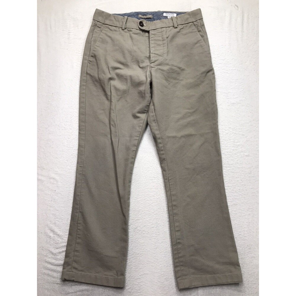 GUSTIN California Straight Canvas Pants Men Beige Button Fly Casual Chino Hiking